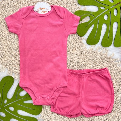 Conj Body e Short Canelado Pink